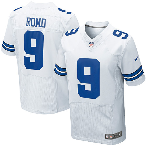 Men's Elite Tony Romo Nike Jersey White Road - #9 NFL Dallas Cowboys